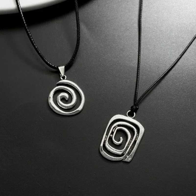 2K Spiral Vortex Pendant Necklace for Women Men Vintage Hand-Woven Leather Rope Chain Necklace Grunge Jewelry Accessories XJ250717