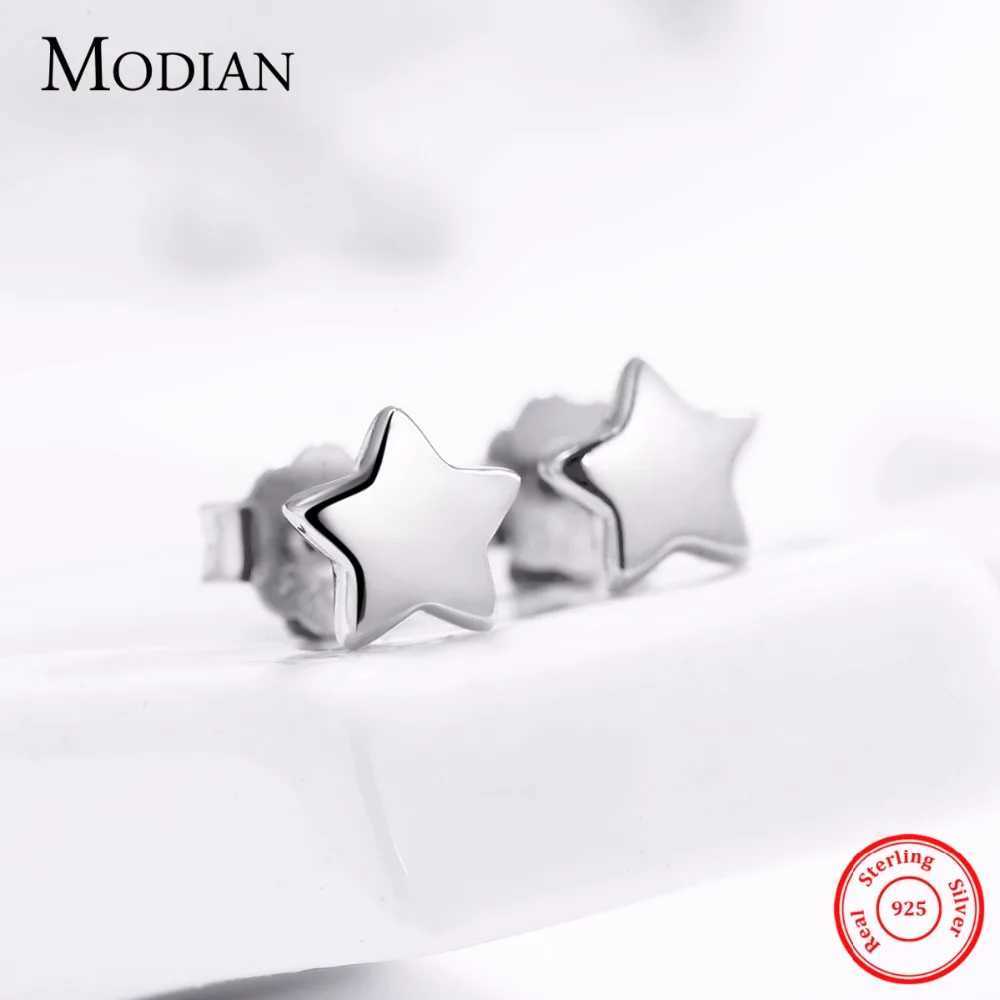 Modian New 6 Style Real 925 Sterling Silver Stars Moon Exquisite Fashion Simple Stud Earrings For Women Triangle Jewelry Brincos J251021