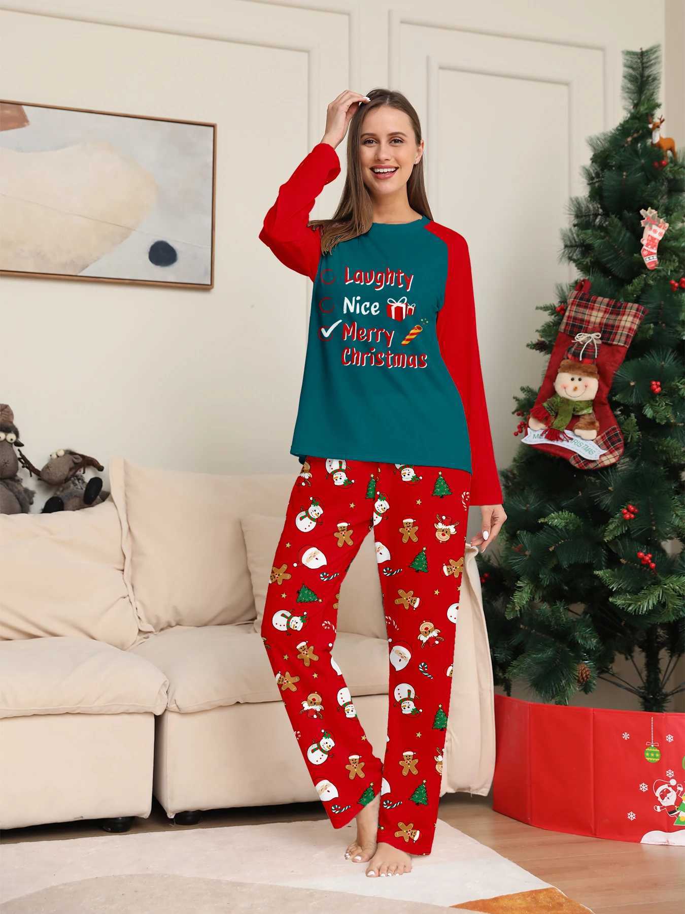 2025 Family Christmas Pajama Sets Red Green Plaid Design with Elk Patterns Comfortable for Holidays L2510210ZB4