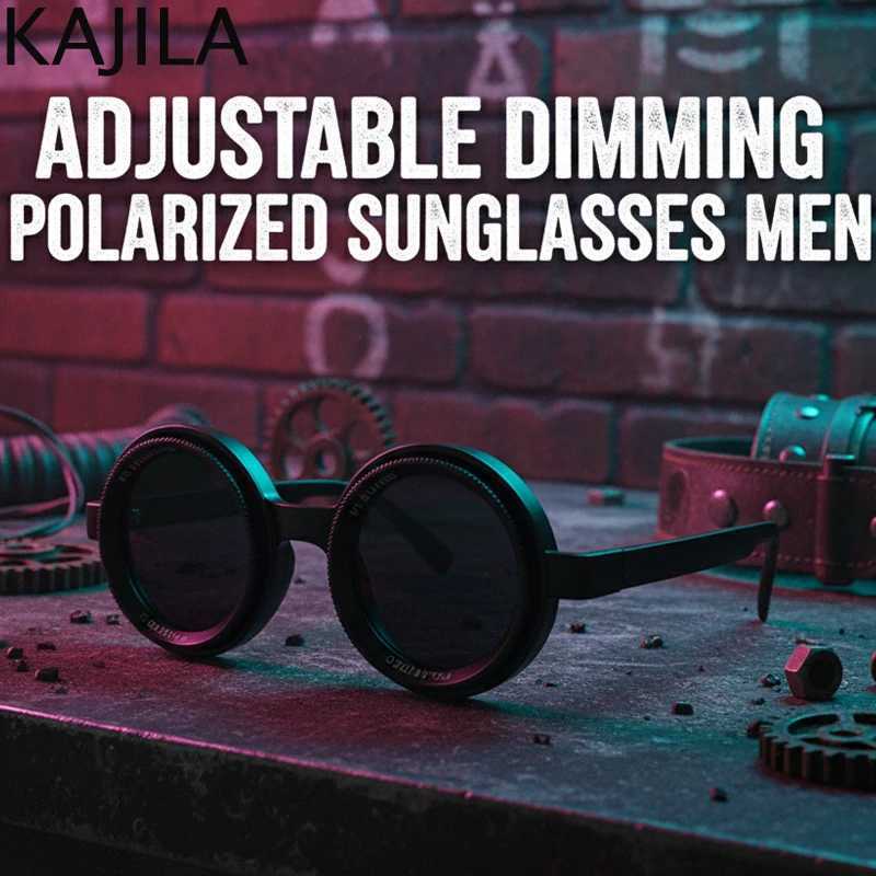 ND9 Adjustable Dimming Polarized Sunglasses Men Small Frame Round Glasses Driving Fishing ND9Speed Sun Glasses For Male UV400 J251114