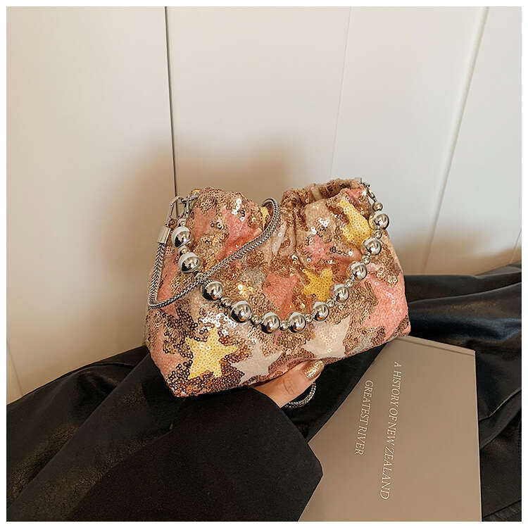 Niche Sequin for Women 2025 New Fashion Versatile Chain Crossbody Handheld Outdoor Small Tote Bag