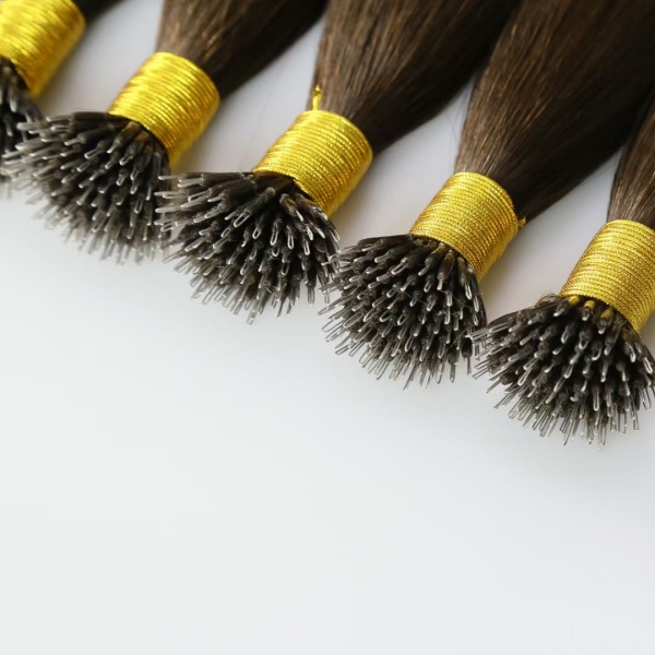 European Remy 100% Nano Hair Extensions Human Hair Nano Ring Brown 22 Inch Double Drawn Keratin Link Nano Bead Hair Extensions