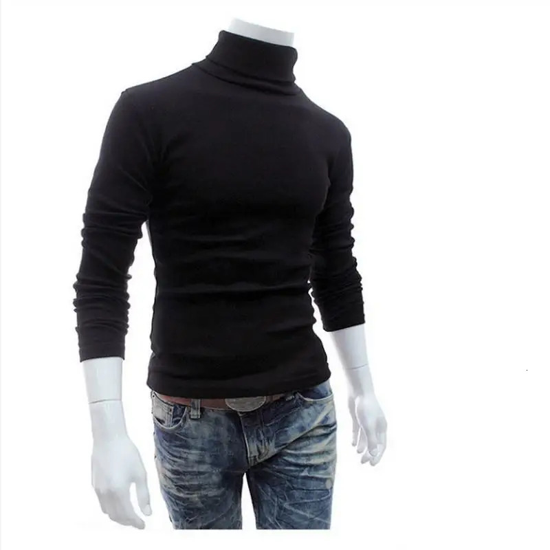 Fashion Men Sweater Solid Color Long Sleeve Turtleneck Sweater in Mens Pullovers Knitted Sweater Men Jersey Hombre Cuello 251020