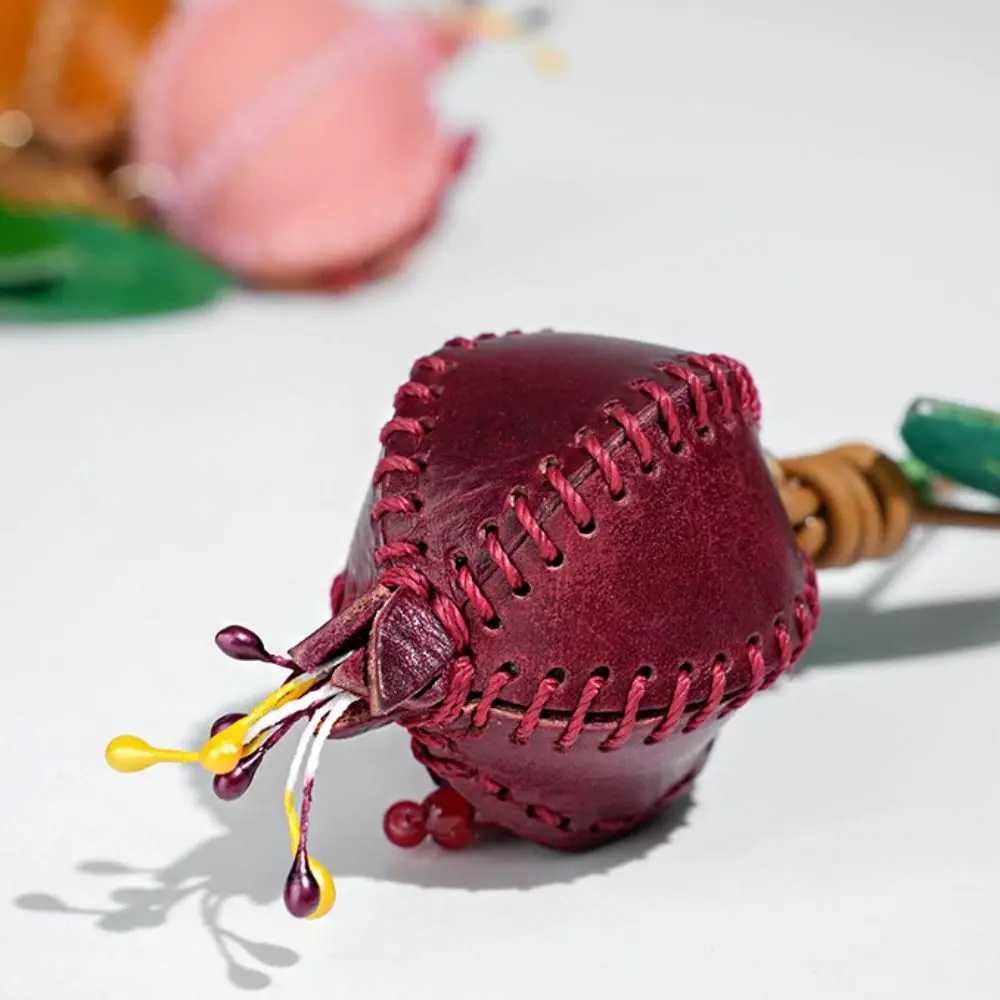 Genuine Leather Pomegranate Fruit Pendant Creative Handmade Fashion Delicate Handbag Ornament Cute Personalized Bag Accessories J251121