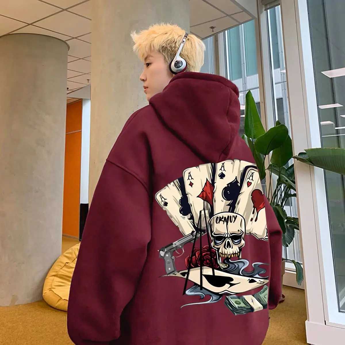 2025 Fashion Big Size Heavy MenWomen Hooded Sweatshirt Autumn Winter Brand Skeleton Print Daily Outdoor Sports Street Trend Top W251021