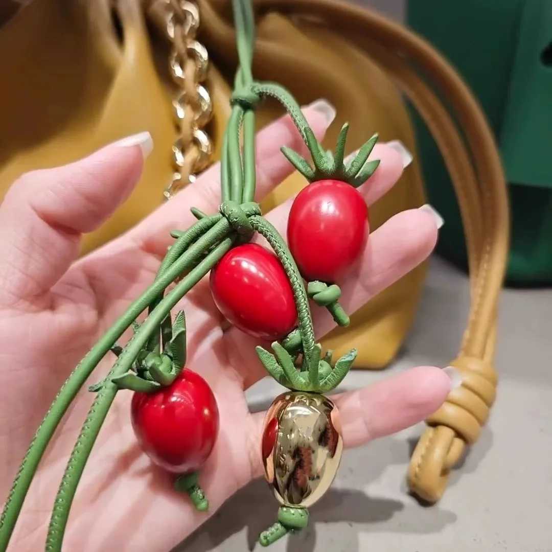 Cowhide Tomato String Bag Charm Exquisite Pendant Woman Allmatch Cute LO Home Backpack Pendant Bag Accessories J251121