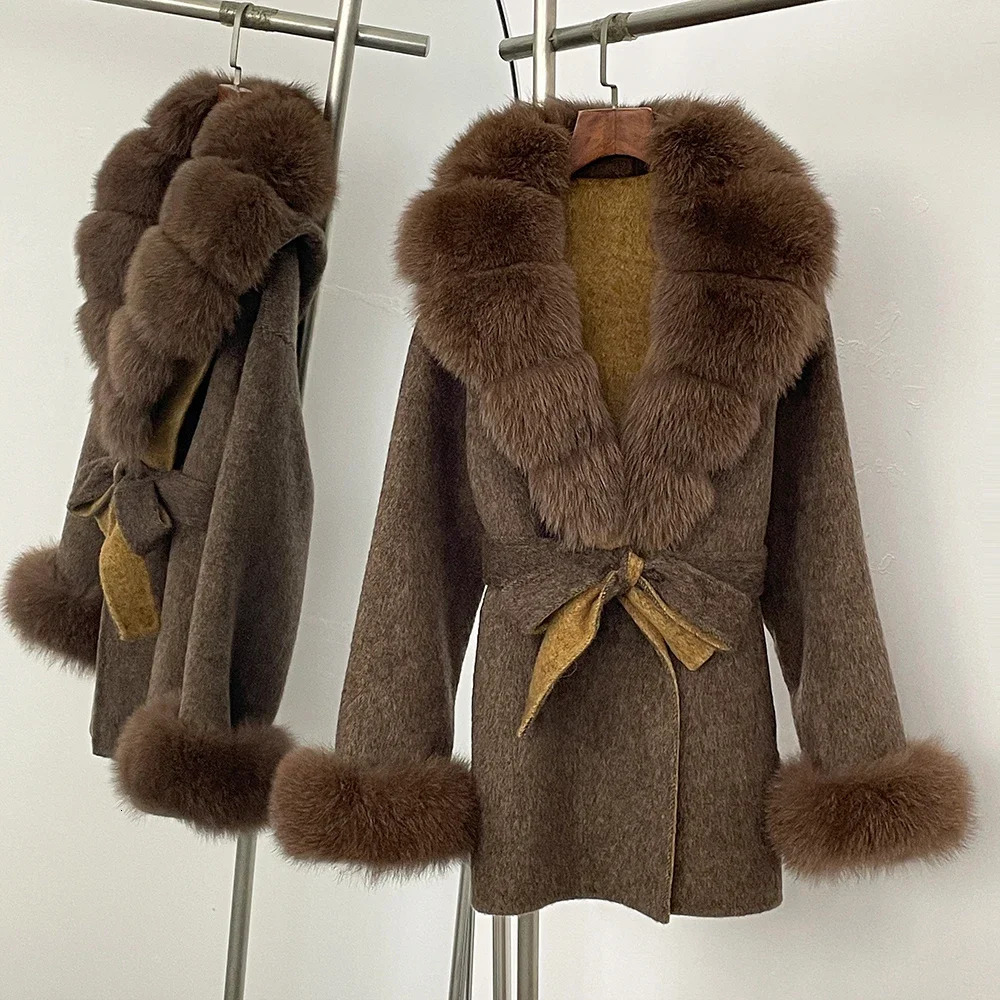 Wool Coat Fur Removable Spring Real Fox Fur Coat Women Winter Natural Fur Woolen Jacket Long Sleeve Ladies Streewear 251017