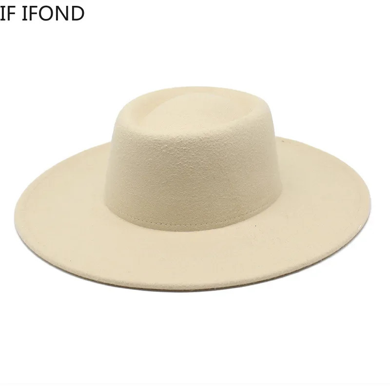 Classic British Style 95CM Big Wide Brim Fedora Hat For Women Fashion Autumn Winter Felt Church Hats Wedding Dress Jazz Cap 251016