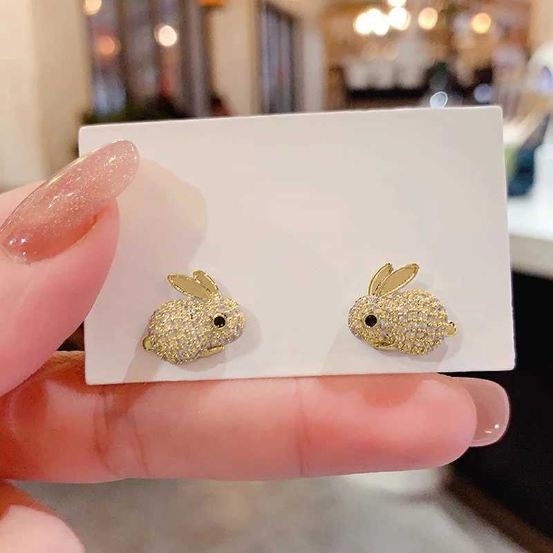 Huitan Animal Rabbit Stud Earrings for Women Full Paved CZ Cute Ear Accessories Fancy Girls Gift Daily Wear Party Trendy Jewelry J251021
