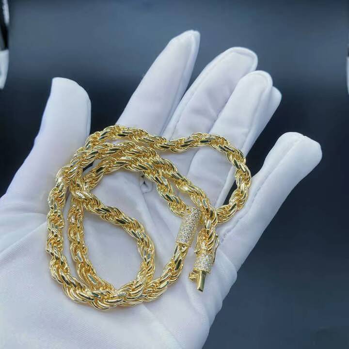 Wholesale S925 Silver Iced Out Miami Rope VVS D Colour Moissanite Cuban Link Fine Chains Necklaces for Men Hop Necklace