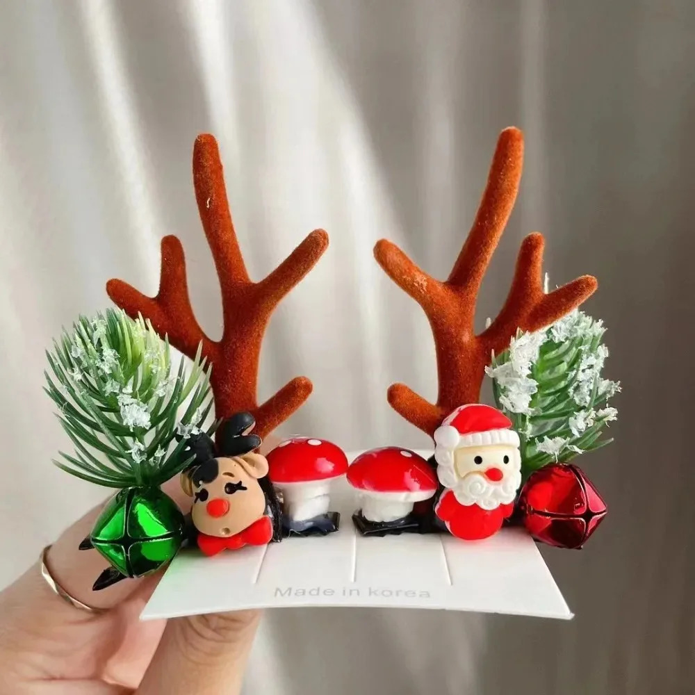 2Pcs Christmas Antler Hair Clips Pendants Xmas Ornaments Merry Christmas Decor For Girl Reindeer Hair Accessories Happy Year 251021