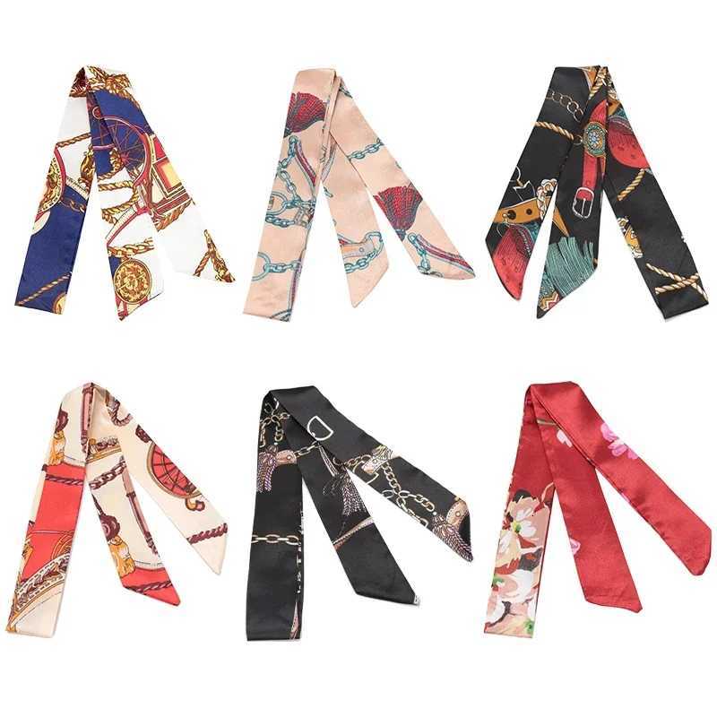Skinny Scarf Hair Small Women Simple Style Handle Ribbon Fashion Printing Hairband Headscarf Beautiful Scarves Bags for Women W251021