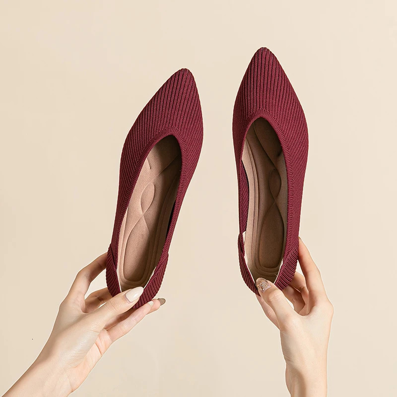 Womens flat shoes elastic soft casual fashionable breathable antiskid rubber sole pointed comfortable shoes for pregnant women 251021