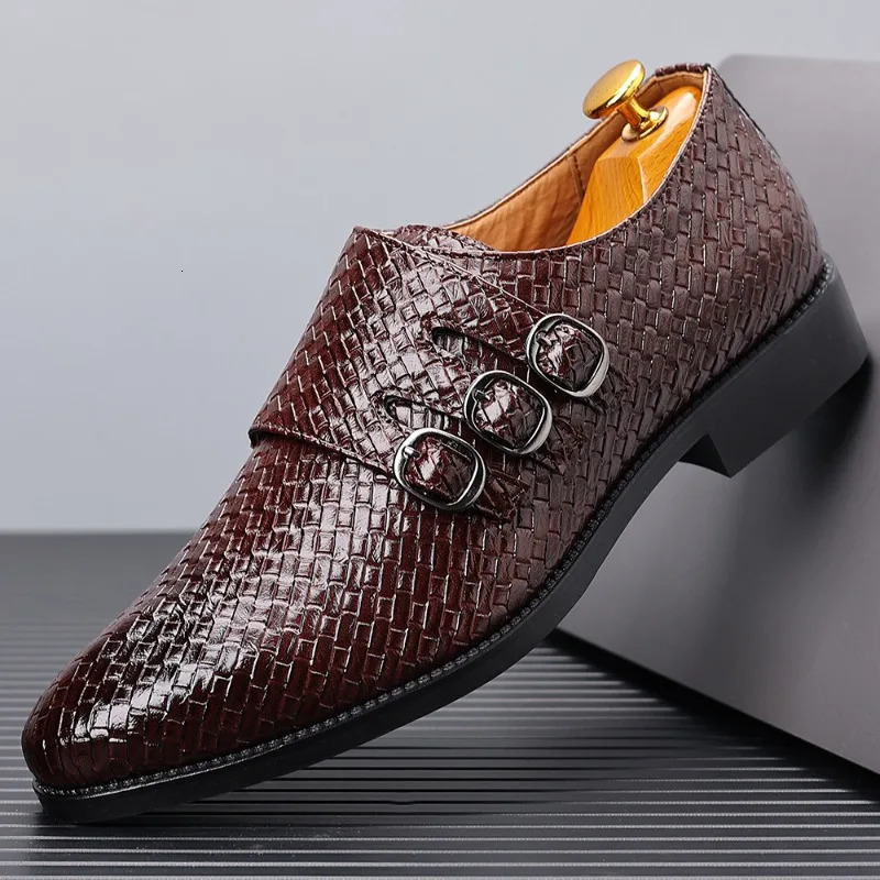Knit Mens Leather Shoes Formal Business Dress Shoes for Men Classic Casual Formal Shoes Derby Party Oxford Men Footwear 251021