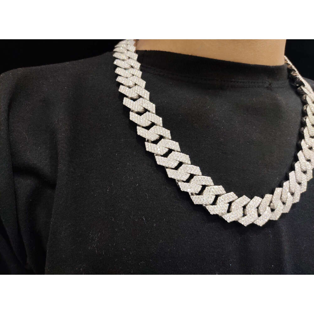 New 22mm Miami Cuban Silicone Stone Chain Necklace Iced Pearl Charm Hip Hop Boutique Jewelry
