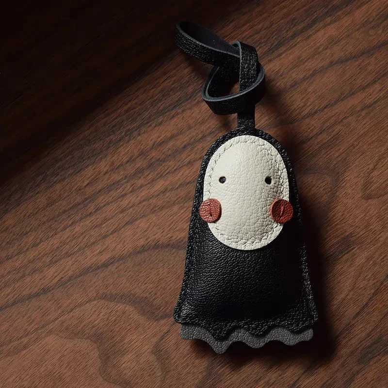 Sheepskin Handmade Real Leather Black No Face Bag Charm KeyChain Gift Cute Decoration For Bags Exquisite Charm Bag Accessories W251021