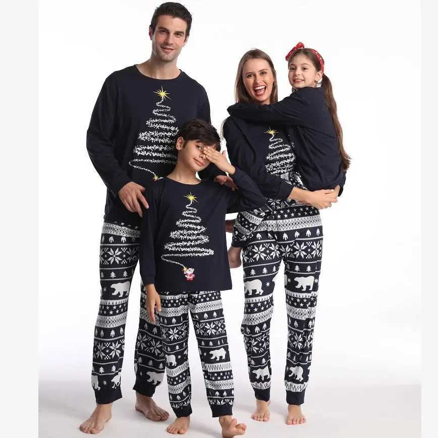 Christmas parentchild set pajamas loungewear cartoon print unisex longsleeved cotton thermal pajamas regardless of the seasons L251021UKXK