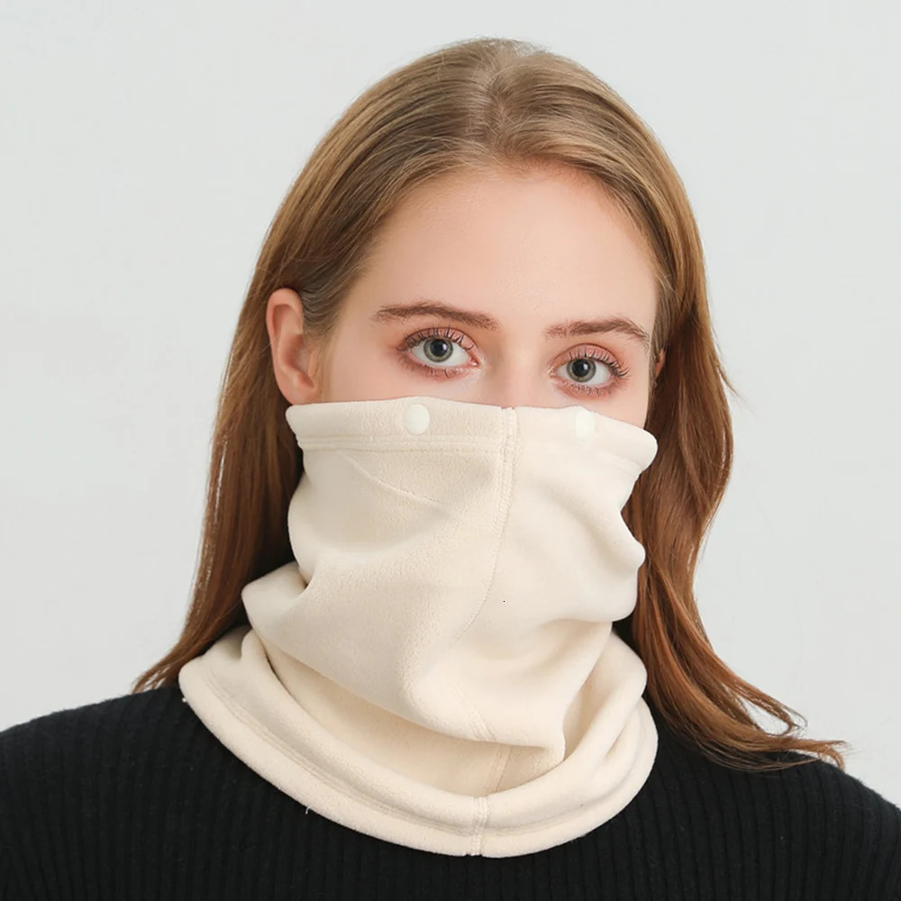 Head Neck Wrap Neckerchief Plush Lined Neck Warmer Pullover Scarves Fleece Button Scarf Winter Scarf Woman 251021