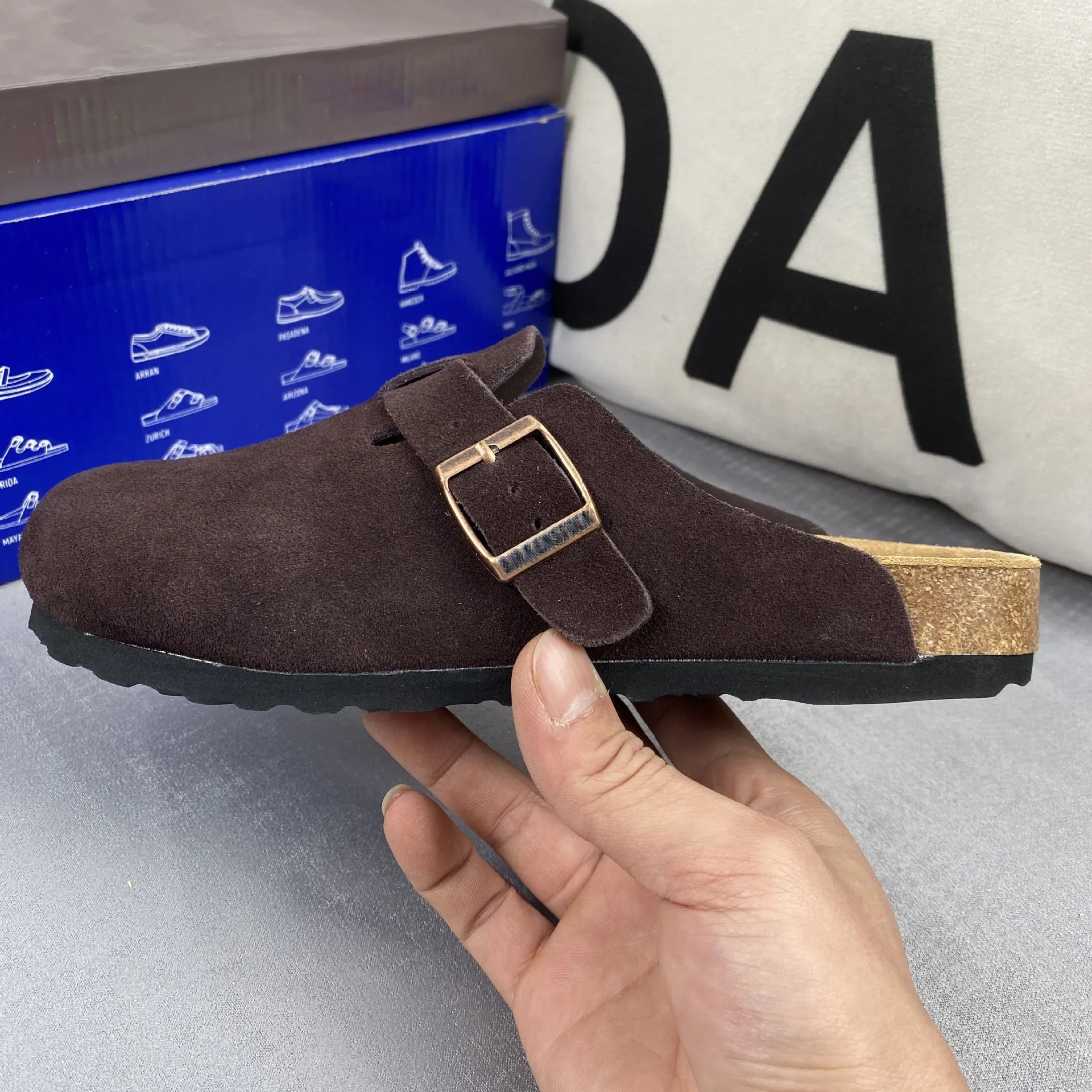 Designer Clogs Slippers Clog Taupe Suede Cork Flat Fashion Winter Summer Leather Slide Favourite Beach Sandals Casual Shoes Women Men Size 35-46