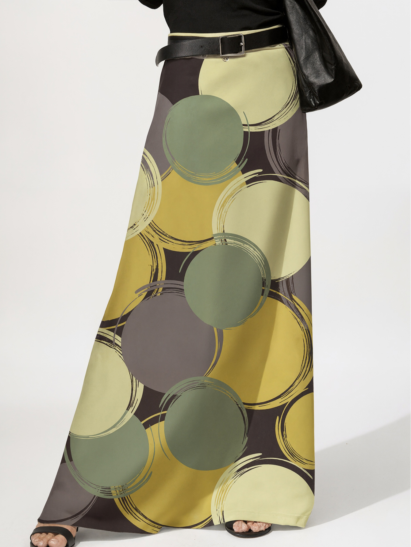 Women's Autumn & Winter New Floral Dot Printed Midi Skirt, Milk Silk Casual Vacation Versatile Women's Skirt-CF41263