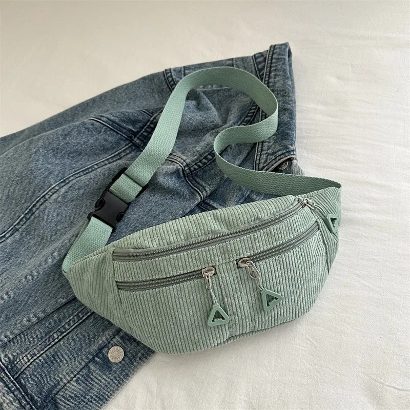 Simple Solid Colour Corduroy Fanny Packs For Women Leisure Waist Bag Female Waist Pack Laidies Crossbody Chest Bag 251017