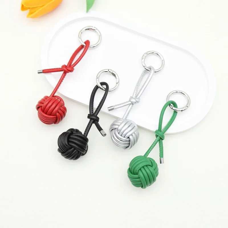 New INS Style Creative Key Chains PU Leather Handwoven Key Ring Spherical Pendant Personalized Niche Keychain W251021