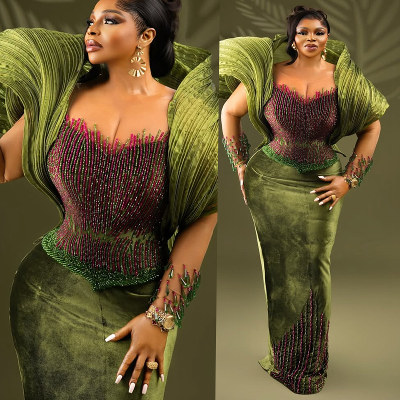 Plus Size Oliver Prom Dresses 2026 Evening Dresses Illusion Mermaid Sheer Neck Long Sleeves Beaded Lace Crystals Flora Birthday Dress Second Reception