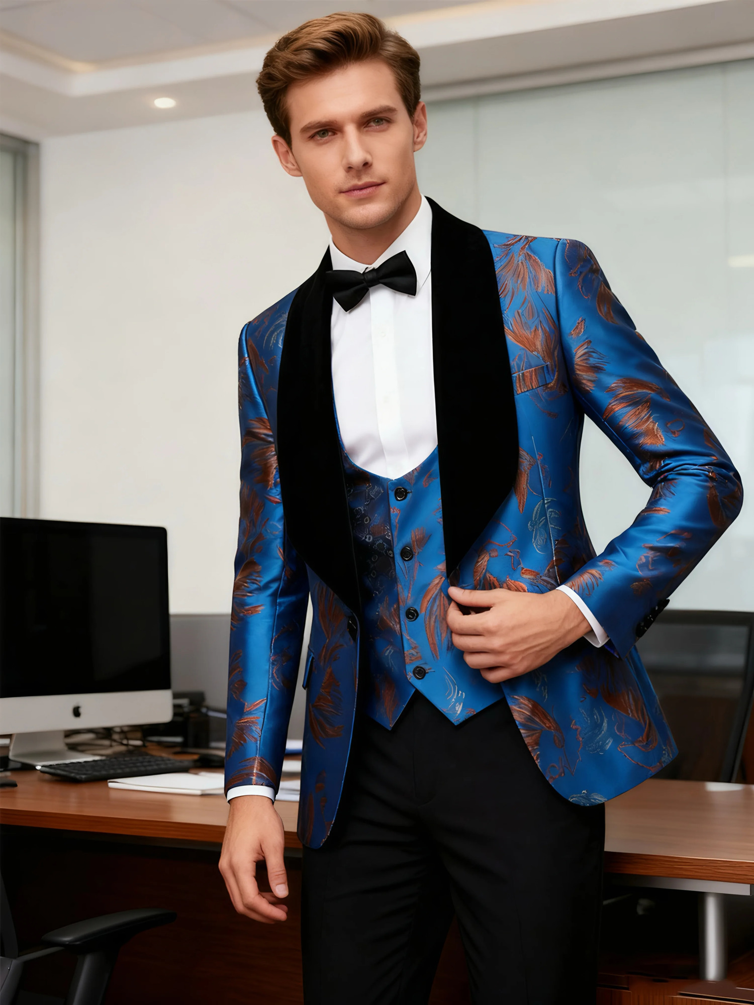 Mens tuxedo suit 3piece set regular version suit jacket vest pants mens wedding suit suitable for wedding dinner and o 251021