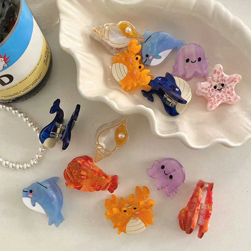 Creative Marine Organism Hairpins Interesting Cute Cartoon Small Hair Clip Starfish Jellyfish Mini Hair Accessories For GirlsW254021
