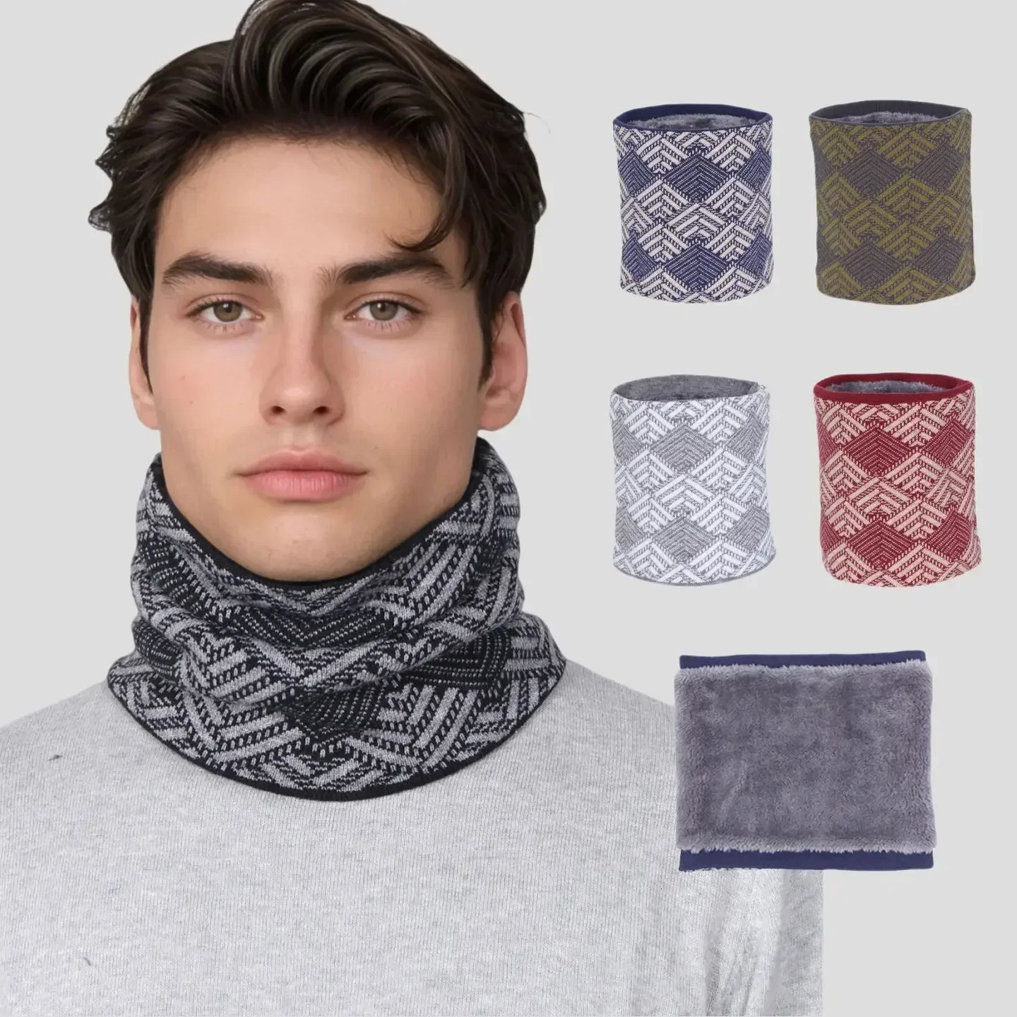 Winter Men Velvet Thickened Scarf Cashmere Warm Outdoor Windproof Plaid Neck Cover Couple Knitted Neckerchief 251021