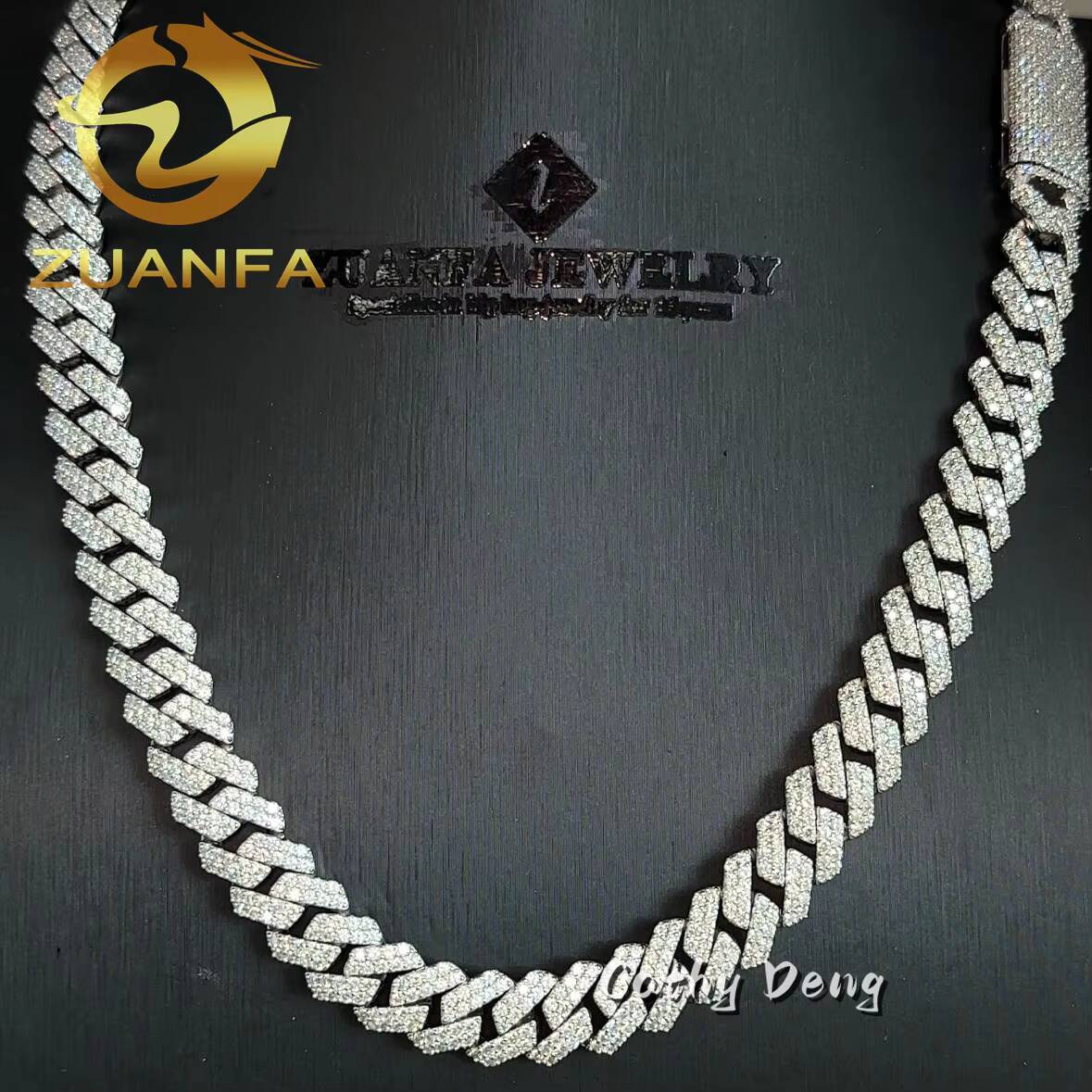 Fast Shipping 12mm Cuban Link Chain Moissanite Hip Hop Jewelry 925 Silver Iced Out Cuban Chain Necklace With GRA Certificate