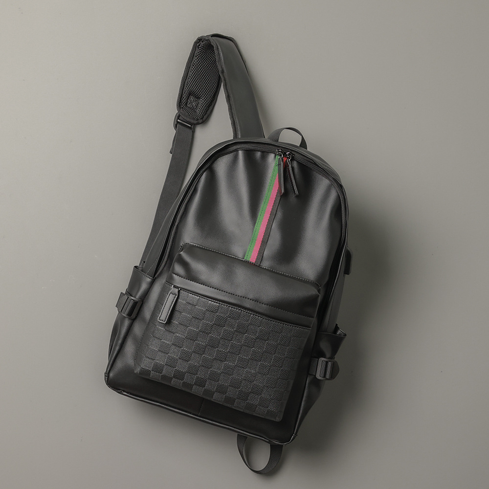 free shipping Black Men Backpacks Luxury Students School Bag Luxury Laptop Bags Leather String Backpack Business Travel Back Bags