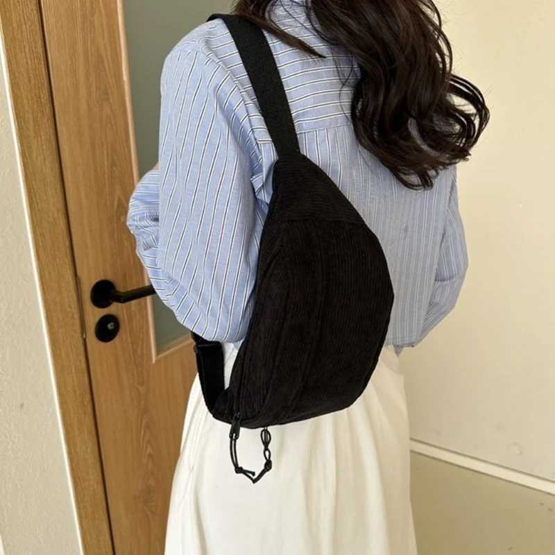 Adult Teens Corduroy Waist Fanny Pack Women Solid Color Crossbody Chest Purse Lady Girl Daily Casual Outdoor Sports Belt Bum Bag Z251021