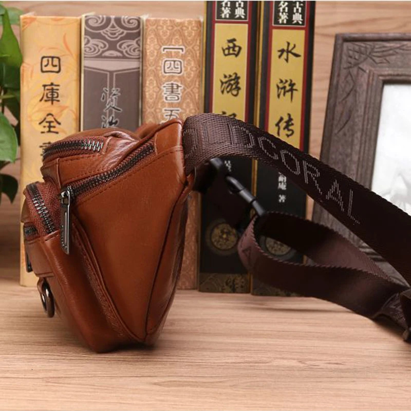 Genuine Leather Waist Fanny Pack Bag For Men Travel Retro Natural Skin Male Purse Cross Body Sling Chest Hip Bum Belt Bags 251021