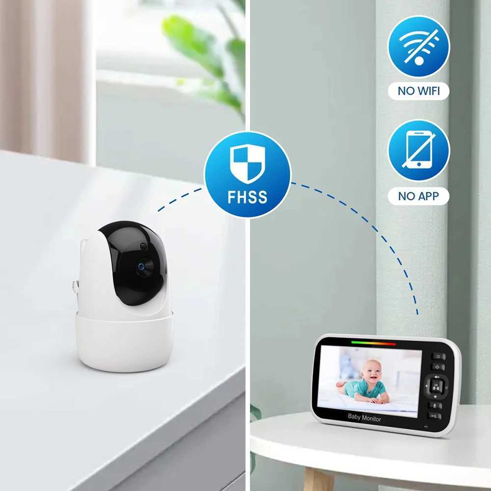 5 Inch Video Baby Monitor with Camera 2x Zoom Surveillance Camera Auto Night Vision Two Way Intercom Babysitter Security Nanny J251121