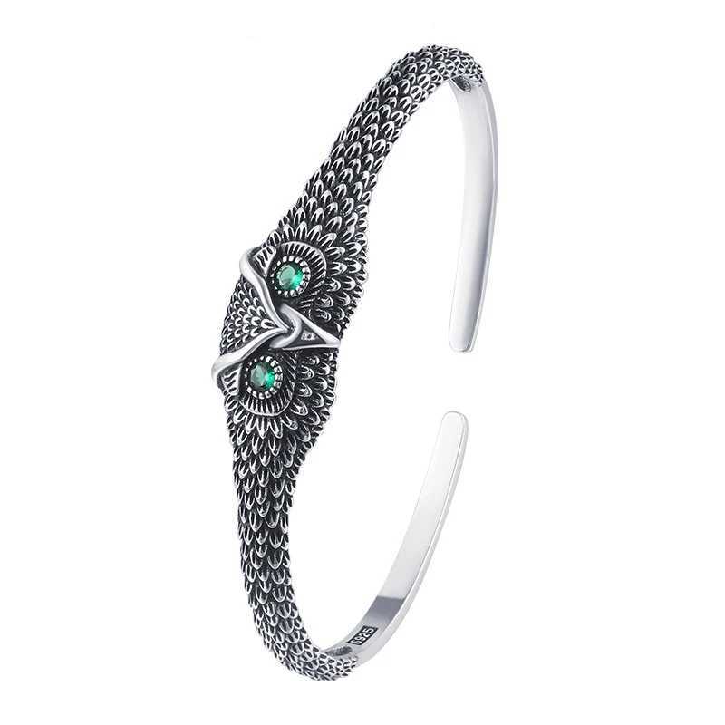 Foxanry Silver Color Owl Geometric Zircon Cuff Bracelet For Women Couples New Fashion Vintage Creative Birthday Jewelry Gifts J251021