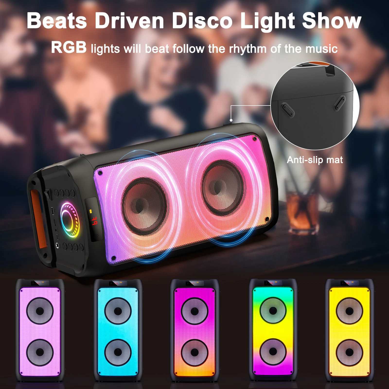 T10T Wireless Bluetooth Speaker Karaoke Machine with 2 Microphone Home Karaoke Party Speaker with Led Light Stage Subwoofers L20251021