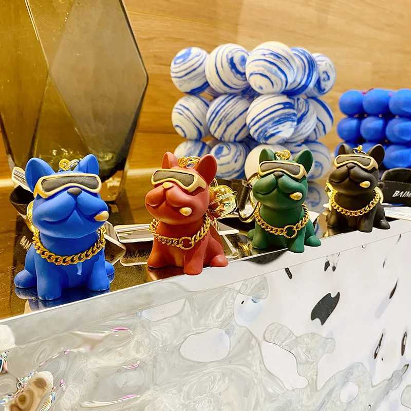 2024 Fashion Cool French Bulldog Keychain PU Leather Dog Keychains For Women Bag Pendant Jewelry Trinket Car Key Ring Key Chain W251021