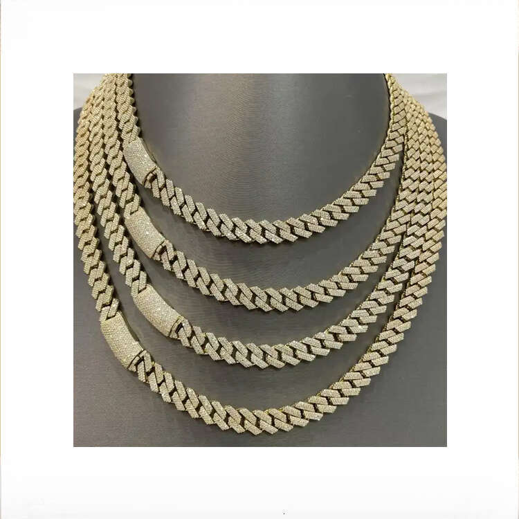 12mm Gold-Plated Moissanite Ice Sier Cuban Necklace Hip-Hop Jewelry for Men and Women Party Chain