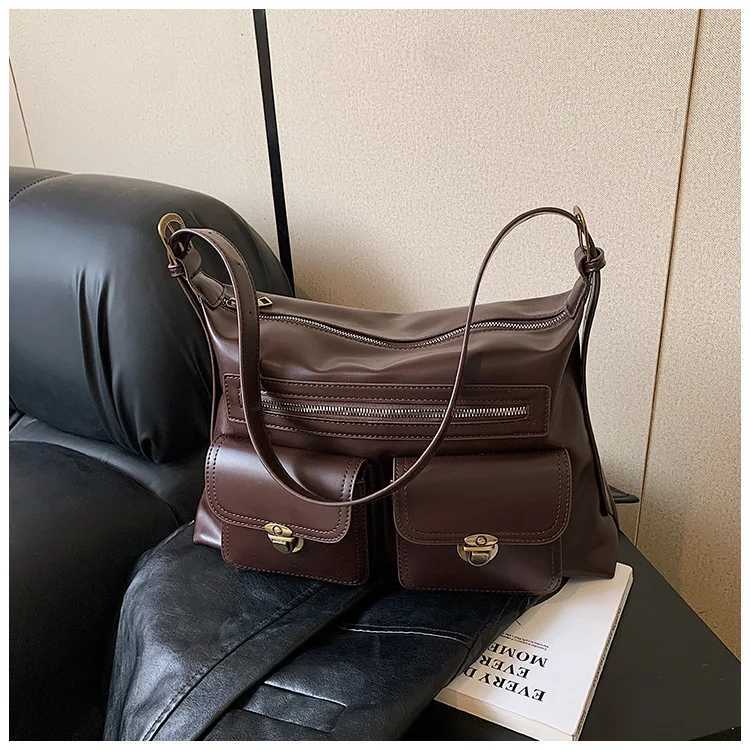 JIAERDI Vintage Brown Shoulder Bag Women Retro Pu Leather Soft Pocket Casual Handbag Female Moto Biker Y2k Handbags Aesthetic Z251018