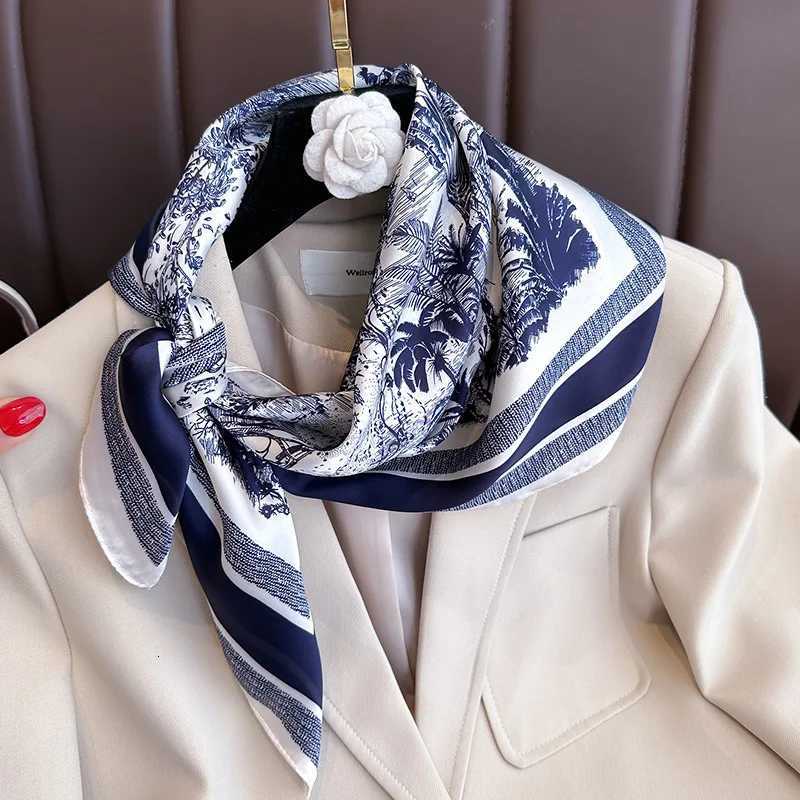 Luxury Floral Print Silk Square Scarf Women Soft Satin Kerchief Hairband Neckerchief Head Hijab Lady Headband Foulard Bag Ribbon W251021