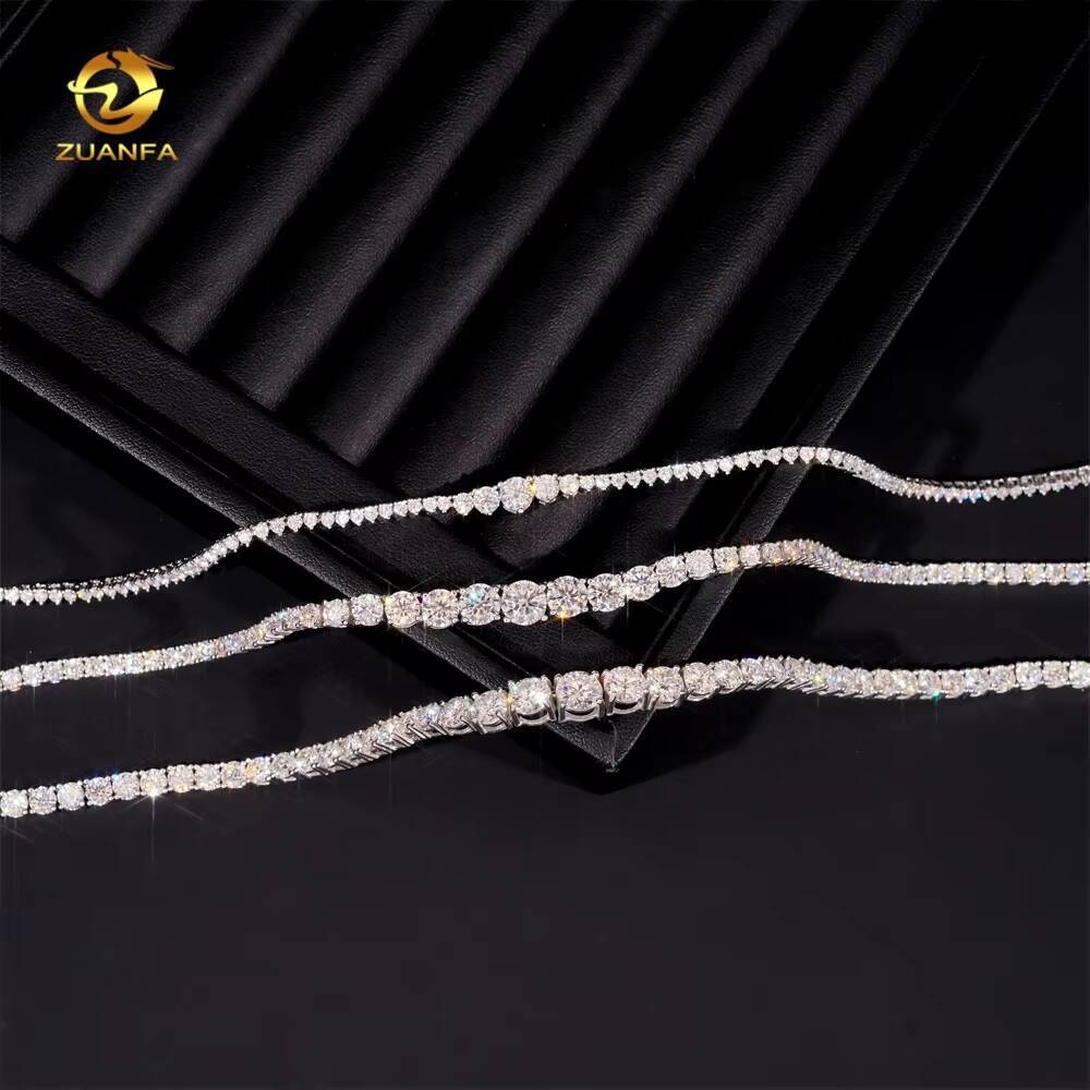 Women Jewelry 925 Silver Classic 2mm 3mm 4mm Necklace Gradual VVS Moissanite Tennis Chain