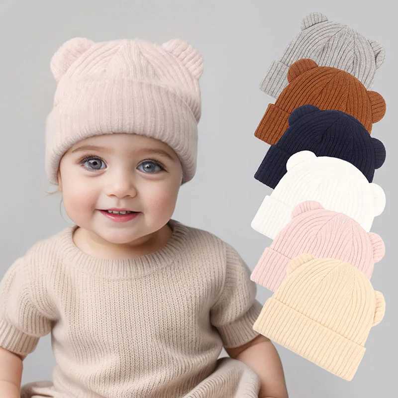 02year Baby Knitted Hat Kids Solid Color Woolen Pullover Cap Boys Girls Infant Winter Warm Beanies Basic Toddler Crochet Bonnet J251021