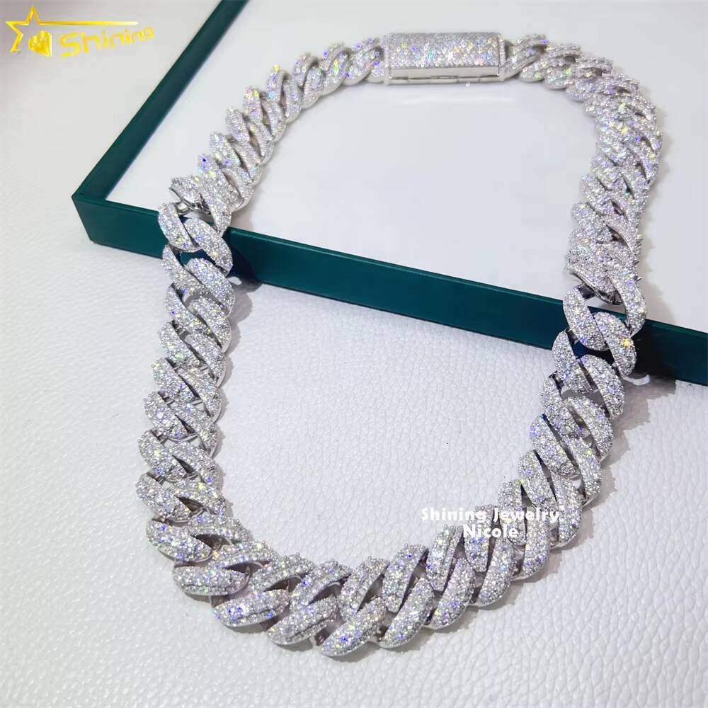 Top Quality Pass Diamond Tester Big Heavy Solid 925 Silver 20MM Men Miami Moissanite Cuban Link Chain