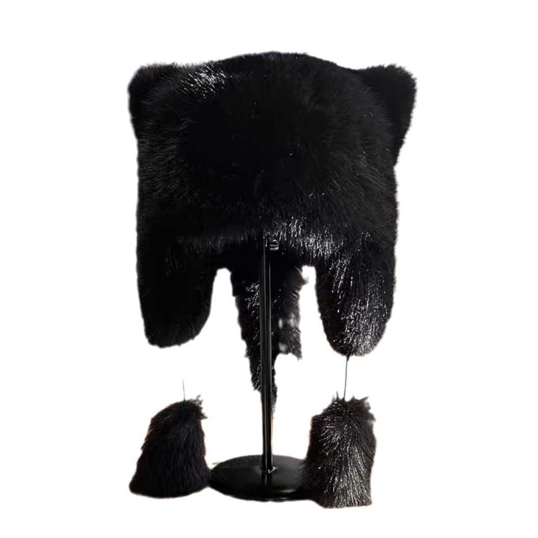 Autumn and Winter New Thickened Warm Princess Hat Fashion Ear Protection Hat Imitation Fox Fur Little Raccoon Tail Hat H251020