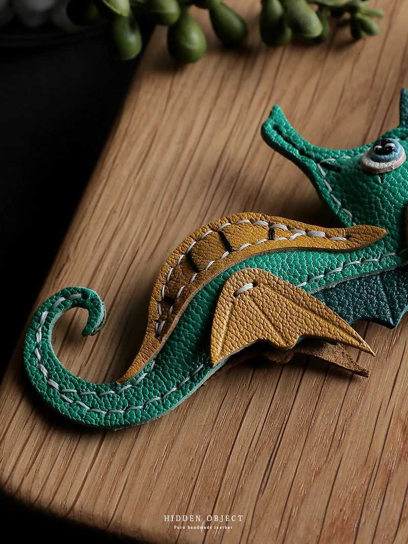 Handmade leather Bag charm Small Seahorse bag pendant leather car keychain pendant doll small decoration Birthday gift Keyring W251021