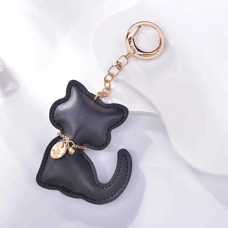 PU Leather Cute Cat Key Chain Fashion Kitten Shape Keychain Women Car Key Holder Home Key Ring Charm Bag Car Pendant Gift W251021