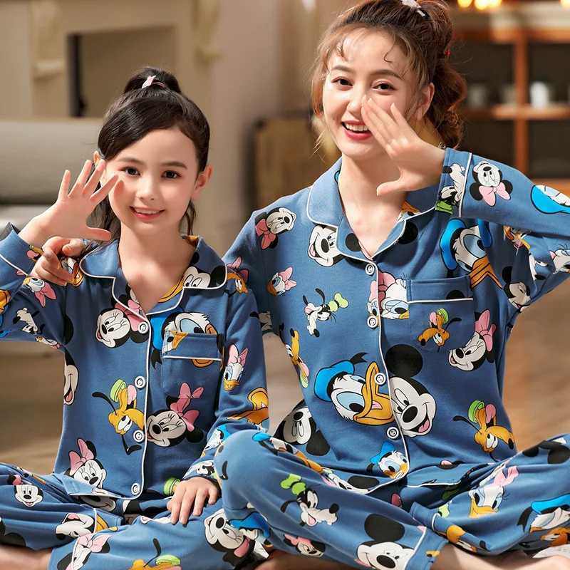 Parent Child Mother Daughter Sleepwear Girls Autumn And Winter Pure Cotton Long Sleeved Pants Cardigan Home Clothes L251021S277