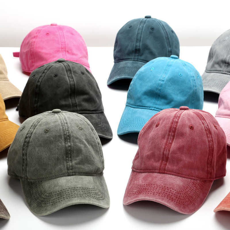Hat Female Cap Lovers Plate Solid Color Used Cotton Baseball Cap Mens Plate Washed Hat H251020