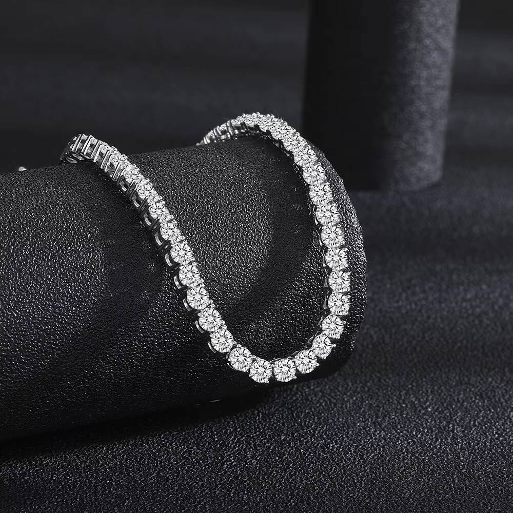 Juncheng GRA VVS Moissanite S925 925 Sterling Silver 10K 14K Gold Plated Chain Tennis Necklace for Men Women Wholesale Custom